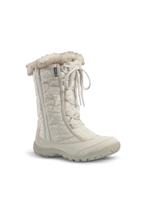 quechua - Buty turystyczne śniegowce dla dzieci Quechua SH500 Warm wodoodporne suwak. Kolor: beżowy. Materiał: materiał
