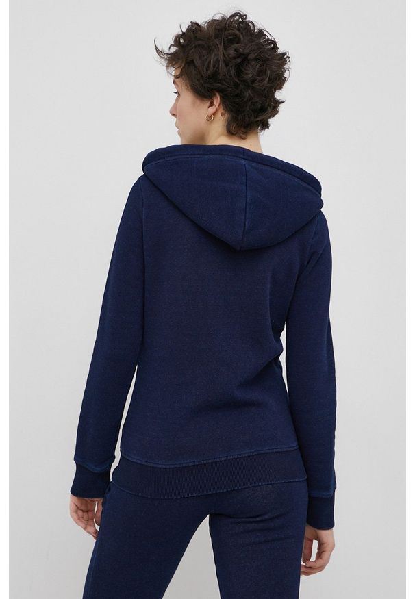 Superdry - Bluza. Okazja: na co dzień. Typ kołnierza: kaptur. Kolor: niebieski. Materiał: dzianina. Wzór: gładki. Styl: casual