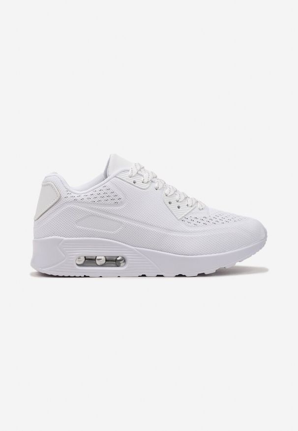 Renee - Białe Sznurowane Sneakersy na Air Podeszwie Azorilda. Nosek buta: okrągły. Zapięcie: sznurówki. Kolor: biały. Materiał: materiał. Obcas: na obcasie. Wysokość obcasa: niski