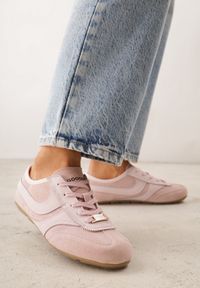 Born2be - Różowe Zamszowe Sneakersy w Stylu Kultowych Tenisówek Sorisana. Okazja: na co dzień, do pracy. Kolor: różowy. Materiał: zamsz #1