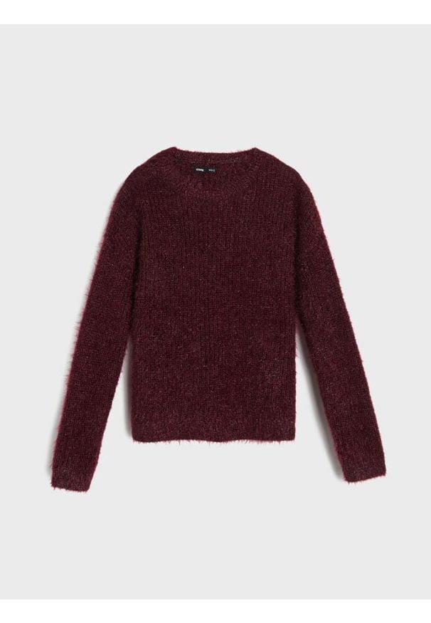 Sinsay - Sweter z futrzanym wykończeniem - różowy. Kolor: różowy. Materiał: futro