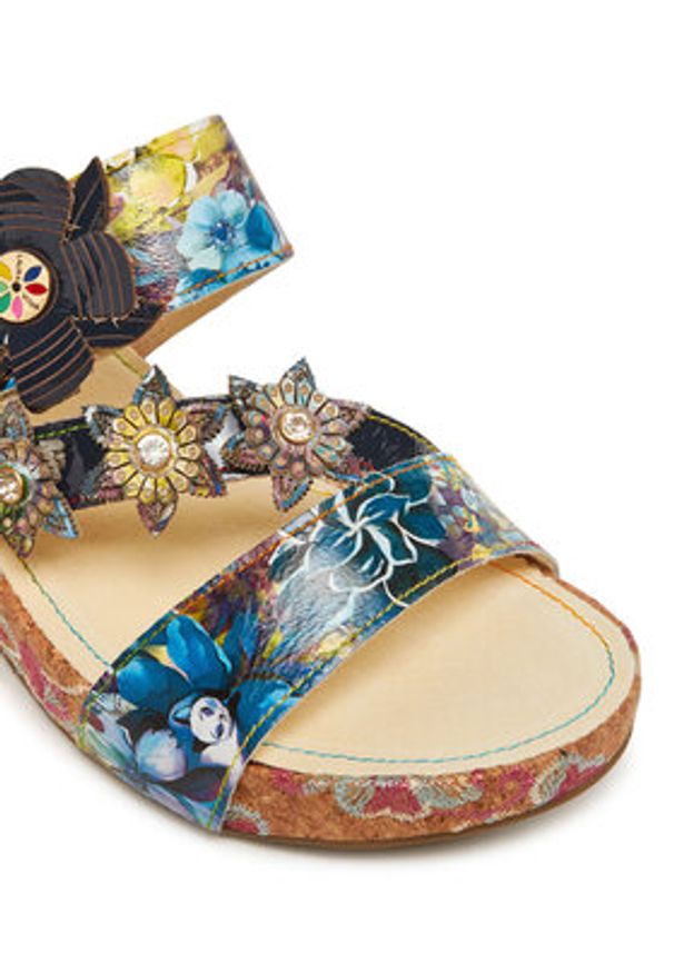 Laura Vita Klapki Facdiao 06 Kolorowy. Materiał: skóra. Wzór: kolorowy