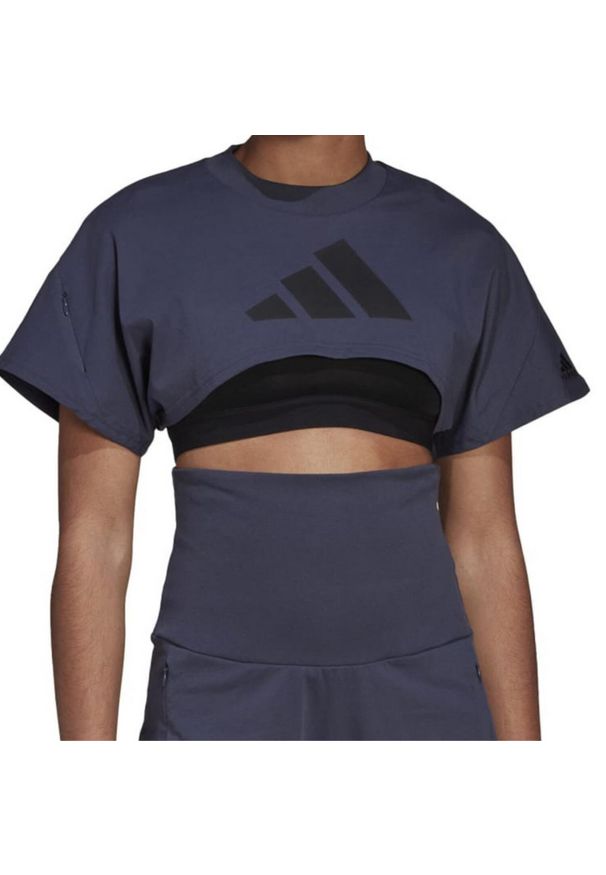 Koszulka treningowa damska Adidas Yoga Tee. Kolor: niebieski. Materiał: bawełna