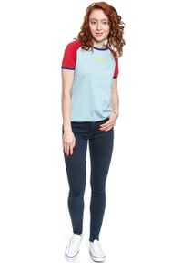 Wrangler - WRANGLER T SHIRT DAMSKI RAGLAN TEE ANGEL FALLS BLU W7N8F6B07. Długość rękawa: raglanowy rękaw