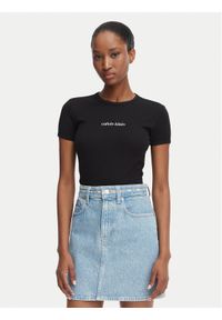 Calvin Klein Jeans T-Shirt LV047G816G Czarny Slim Fit. Kolor: czarny. Materiał: bawełna #1
