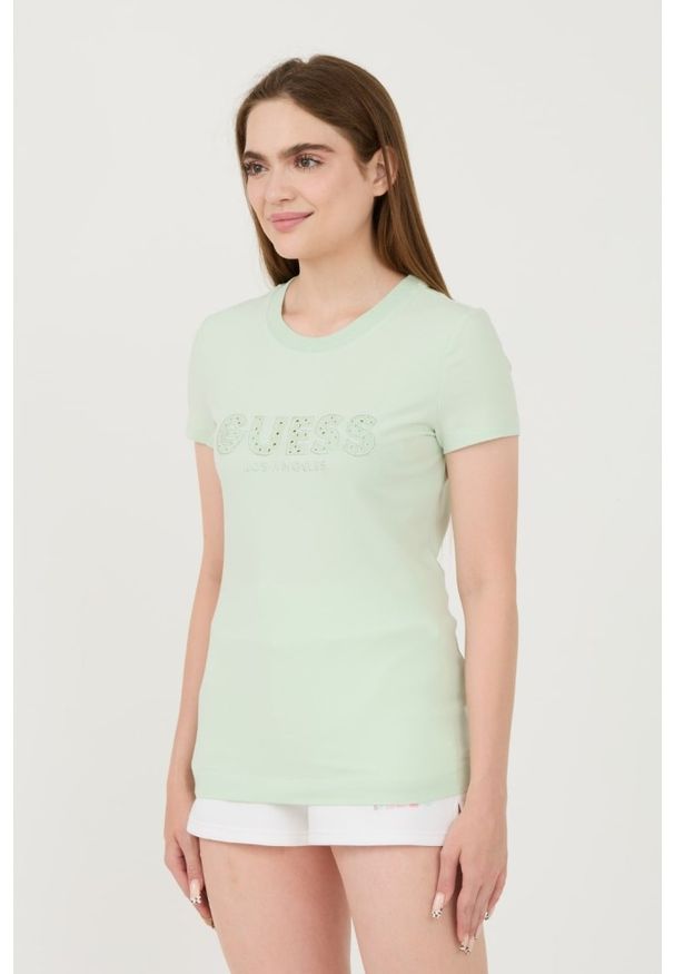Guess - GUESS Zielony t-shirt Sangallo Tee. Kolor: zielony