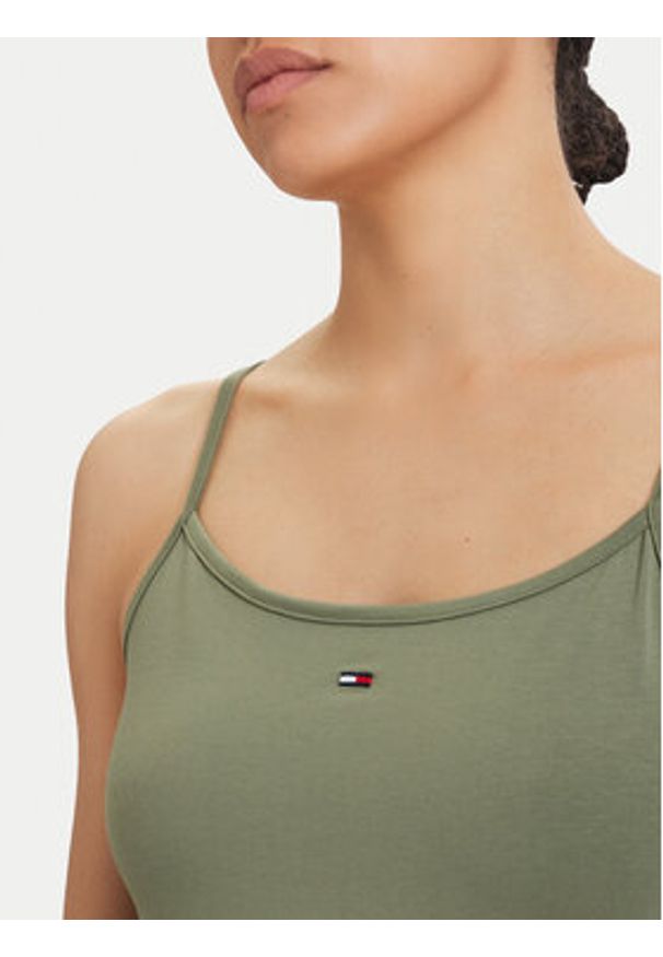 Tommy Jeans Top Essential DW0DW20675 Zielony Slim Fit. Kolor: zielony. Materiał: bawełna