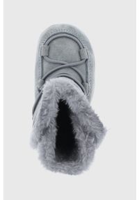 Moon Boot Śniegowce zamszowe dziecięce kolor szary. Nosek buta: okrągły. Zapięcie: sznurówki. Kolor: szary. Materiał: zamsz #2