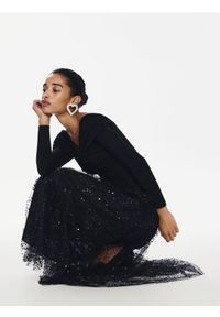 Reserved - Tiulowa spódnica z cekinami - czarny. Kolor: czarny. Materiał: tiul #1