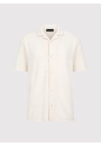 Pako Lorente - PAKO LORENTE - Ażurowa koszula męska z krótkim rękawem ecru. Okazja: na co dzień. Materiał: poliester, bawełna. Długość rękawa: krótki rękaw. Długość: krótkie. Wzór: ażurowy. Sezon: wiosna. Styl: casual #3