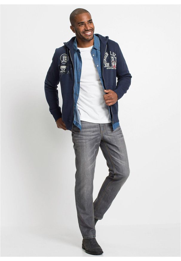 bonprix - Koszula dżinsowa z czystej bawełny organicznej, slim fit. Kolor: niebieski. Materiał: bawełna. Długość rękawa: długi rękaw. Długość: długie