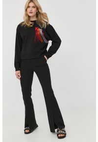 Karl Lagerfeld bluza bawełniana damska kolor czarny z aplikacją. Kolor: czarny. Materiał: bawełna. Wzór: aplikacja