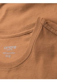 Ombre Clothing - T-shirt męski klasyczny bawełniany BASIC - brązowy V21 - Rozmiar: S. Okazja: na co dzień. Kolor: brązowy. Materiał: bawełna. Styl: klasyczny #6