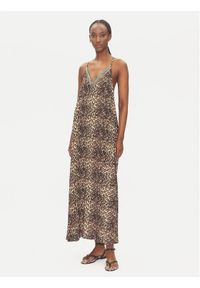 LOLA CASADEMUNT Sukienka letnia LS2516041 Brązowy Relaxed Fit. Kolor: brązowy. Materiał: wiskoza. Sezon: lato