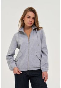 MOODO - Bluza zapinana na zamek szara. Kolor: szary. Materiał: wiskoza, elastan, poliester