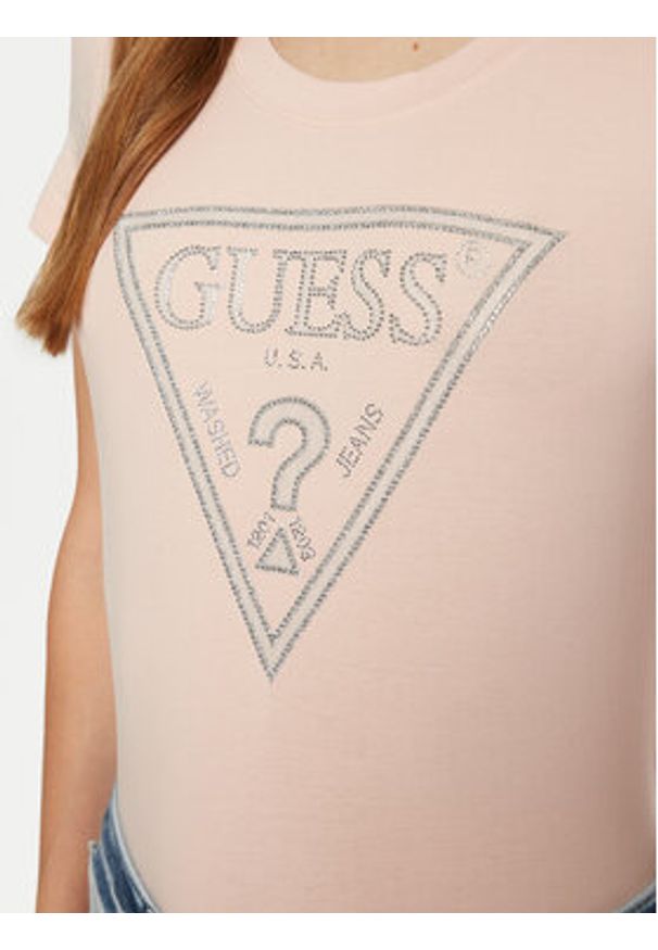 Guess T-Shirt W5RI11 J1314 Różowy Regular Fit. Kolor: różowy. Materiał: bawełna