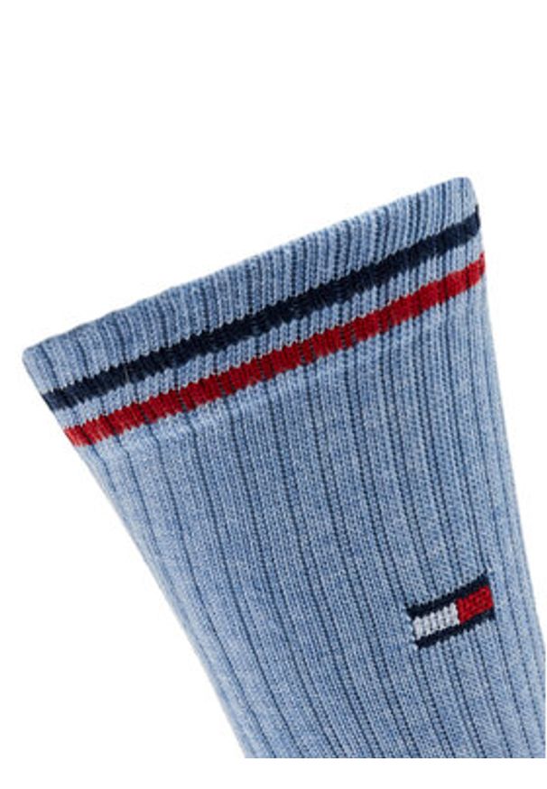TOMMY HILFIGER - Tommy Hilfiger Zestaw 2 par wysokich skarpet damskich 701228176 Niebieski. Kolor: niebieski. Materiał: materiał, bawełna