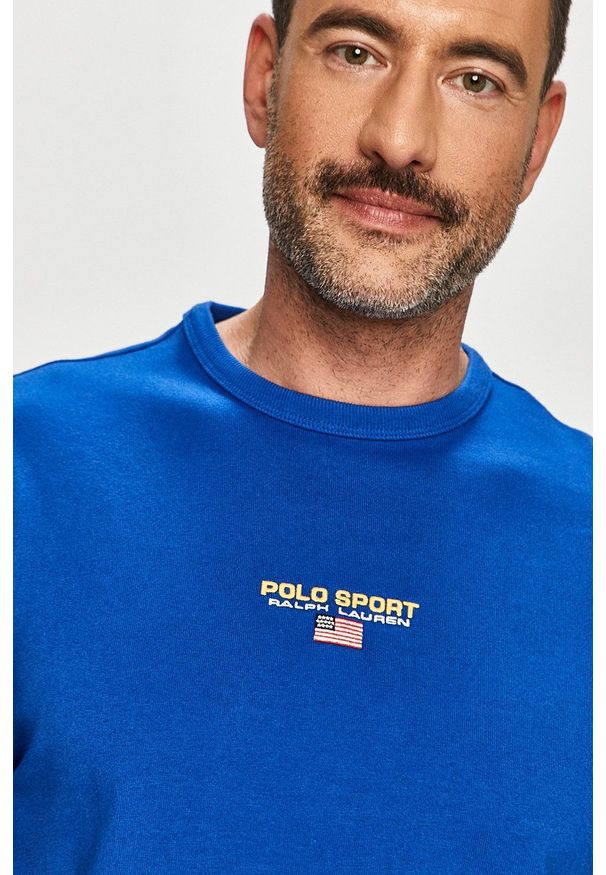 Polo Ralph Lauren - T-shirt. Okazja: na co dzień. Typ kołnierza: polo. Kolor: niebieski. Materiał: dzianina. Wzór: gładki. Styl: casual