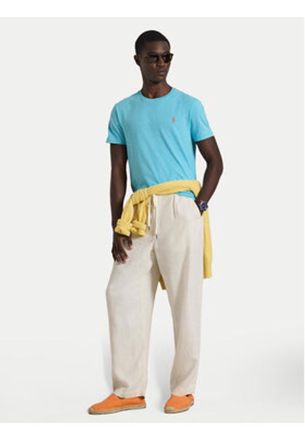 Polo Ralph Lauren T-Shirt 710671438510 Niebieski Custom Slim Fit. Typ kołnierza: polo. Kolor: niebieski. Materiał: bawełna