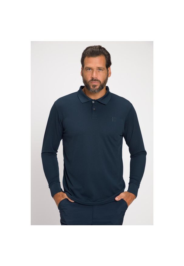 JAY-PI - Męska Koszulka polo golf długi rękaw QuickDry. Typ kołnierza: polo, golf. Kolekcja: plus size. Kolor: niebieski. Materiał: poliester, materiał. Długość rękawa: długi rękaw. Długość: długie. Styl: sportowy