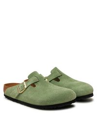 Birkenstock Klapki Boston 1027950 Zielony. Kolor: zielony. Materiał: skóra, zamsz