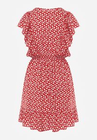 Renee - Czerwona Bawełniana Sukienka o Rozkloszowanym Kroju z Guzikami w Kwiatowy Wzór Roniva. Okazja: na imprezę, na co dzień. Kolor: czerwony. Materiał: bawełna. Wzór: kwiaty. Sezon: lato. Typ sukienki: rozkloszowane, proste. Styl: casual #3