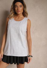 Renee - Szara Basicowa Koszulka z Bawełny Zirevina. Okazja: na co dzień. Kolor: szary. Materiał: bawełna. Styl: klasyczny, casual #5