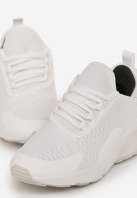 Born2be - Białe Buty Sportowe z Siateczkowymi Wstawkami Afnira. Nosek buta: okrągły. Zapięcie: sznurówki. Kolor: biały. Materiał: materiał. Obcas: na obcasie. Wysokość obcasa: niski #4