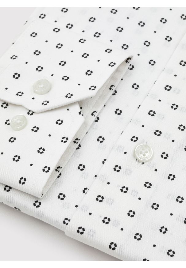Pako Lorente - PAKO LORENTE – Biała koszula męska w drobny wzór o fasonie Slim Fit. Typ kołnierza: kołnierzyk klasyczny. Kolor: biały. Materiał: elastan, bawełna. Długość rękawa: długi rękaw. Długość: długie. Styl: klasyczny