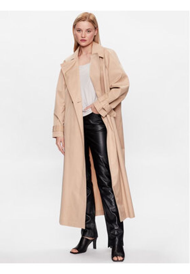 Calvin Klein Trencz K20K205498 Beżowy Regular Fit. Kolor: beżowy. Materiał: syntetyk, bawełna