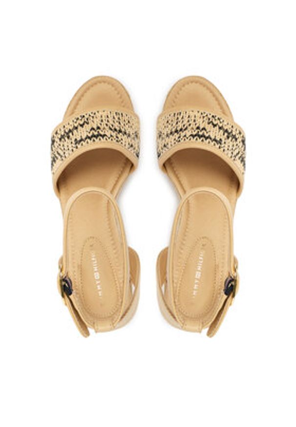 TOMMY HILFIGER - Tommy Hilfiger Espadryle High Wedge Espad FW0FW09471 Beżowy jasny. Kolor: beżowy. Materiał: syntetyk