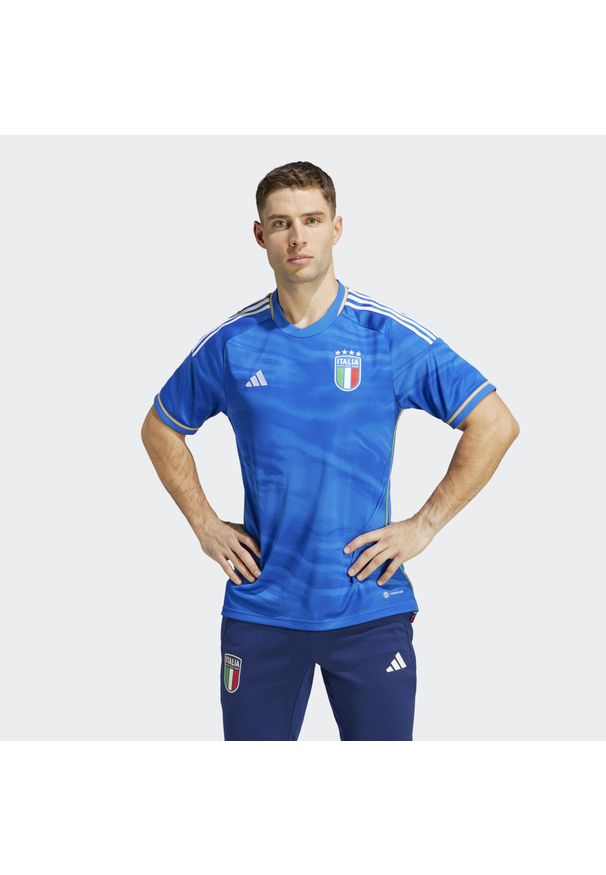 Koszulka do piłki nożnej męska Adidas Italy 23 Home Jersey. Kolor: niebieski. Materiał: jersey