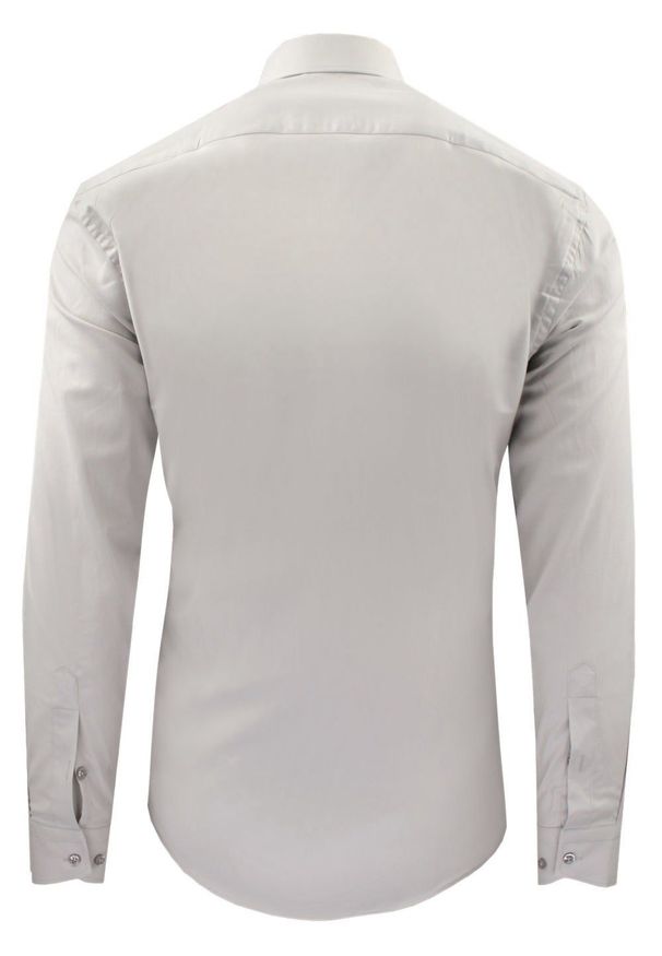 Męska Koszula Wizytowa, Taliowany Krój - Victorio - Jasny Popiel. Materiał: poliester, elastan, bawełna. Styl: wizytowy