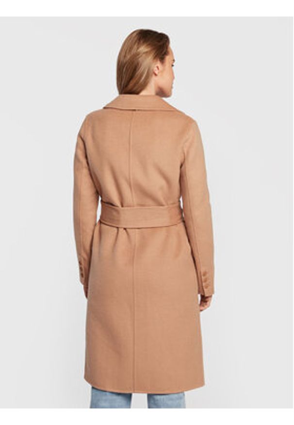 TwinSet - TWINSET Płaszcz wełniany 222TP2056 Beżowy Regular Fit. Kolor: beżowy. Materiał: syntetyk, wełna