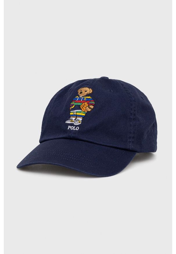 Polo Ralph Lauren czapka bawełniana 710870465001 kolor granatowy z aplikacją. Kolor: niebieski. Materiał: bawełna. Wzór: aplikacja