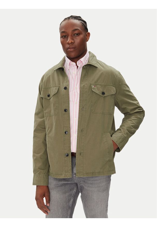 TOMMY HILFIGER - Tommy Hilfiger Kurtka przejściowa MW0MW39634 Zielony Regular Fit. Kolor: zielony. Materiał: bawełna