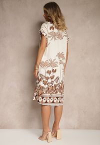 Renee - Beżowa Sukienka Oversize z Wiskozą o Koszulowym Kroju Folavira. Okazja: na co dzień. Kolor: beżowy. Materiał: wiskoza. Długość rękawa: krótki rękaw. Sezon: lato. Typ sukienki: oversize, koszulowe. Styl: elegancki, casual #4