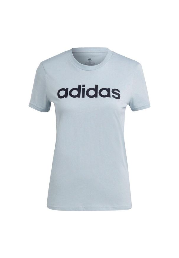 Adidas - T-shirt damski z logo adidas Essentials. Kolor: niebieski. Sport: taniec, joga i pilates