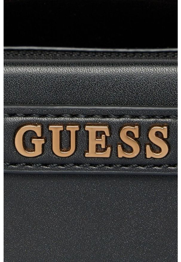 Guess - GUESS Czarna torebka Sestri Logo Luxury. Kolor: czarny. Materiał: skórzane