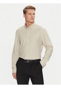 Calvin Klein Koszula Pique Jersey Shirt K10K113311 Beżowy Regular Fit. Kolor: beżowy. Materiał: bawełna