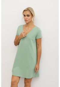 SUKIENKA MARIKA SZAŁWIA M - Flawless. Materiał: bawełna, elastan, skóra. Sezon: lato, wiosna. Typ sukienki: w kształcie A, proste. Styl: wakacyjny, klasyczny. Długość: mini #1