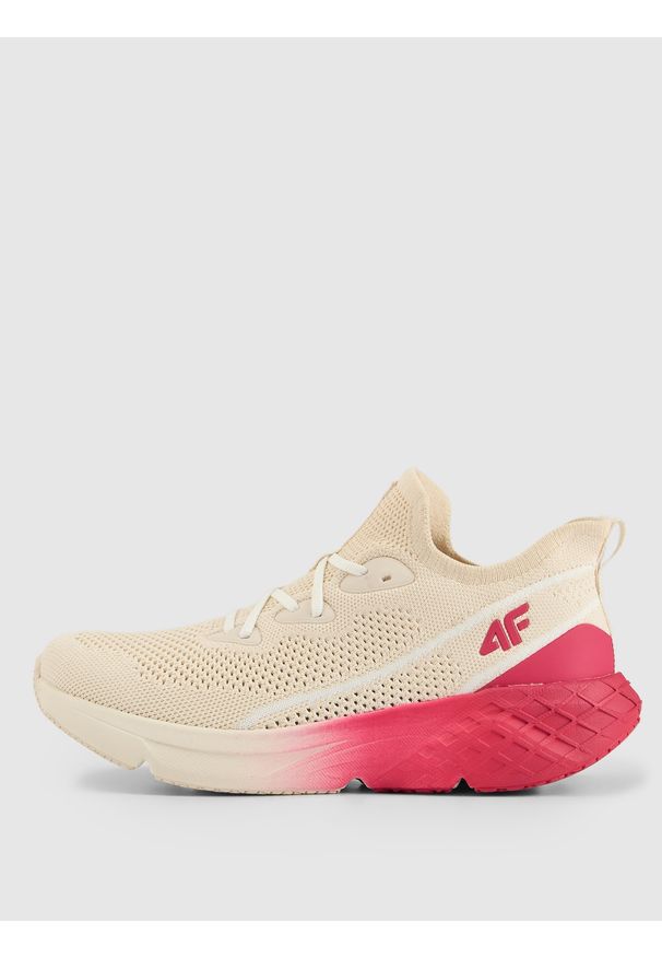 4f - 4F Niskie sneakersy wsuwane VELOCORE 2.0 damskie - beżowe 36. Okazja: na co dzień. Zapięcie: bez zapięcia. Kolor: beżowy. Materiał: dzianina, guma. Szerokość cholewki: normalna