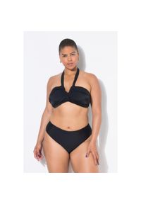 ULLA POPKEN - Damski Top od bikini miękkie miseczki drapowanie na biuście. Kolekcja: plus size. Kolor: czarny. Materiał: poliester, elastan, poliamid, materiał