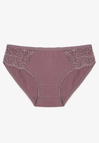 Born2be - Fioletowe Gładkie Majtki Figi z Bawełny Venessila. Kolor: fioletowy. Materiał: bawełna. Wzór: gładki #1