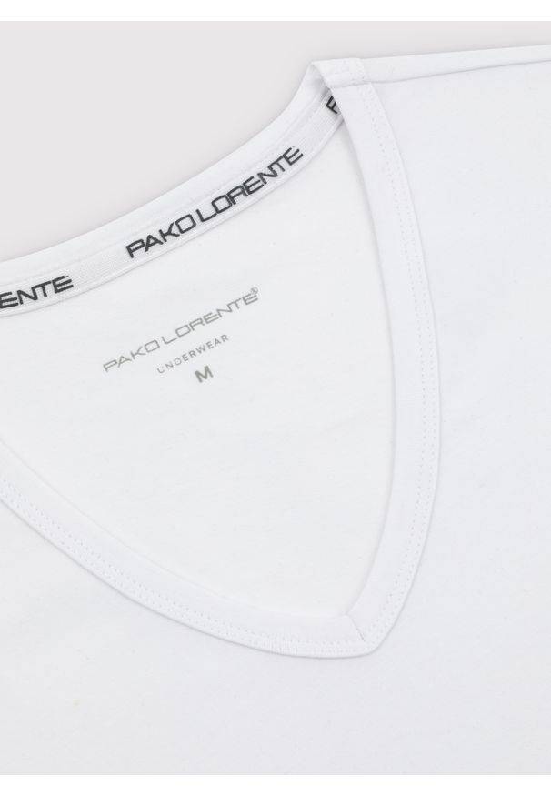 Pako Lorente - PAKO LORENTE – T-shirt v-neck w białym kolorze, dwupak. Kolor: czarny, biały. Materiał: elastan, bawełna. Długość rękawa: krótki rękaw. Długość: krótkie