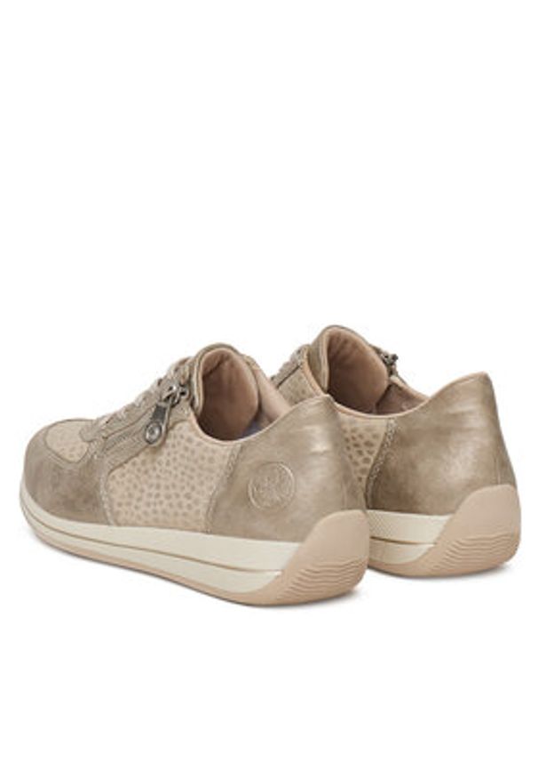 Rieker Sneakersy N1112-60 Złoty. Kolor: złoty. Materiał: skóra