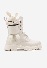 Born2be - Beżowe Ocieplane Botki z Maskotką w Kieszonce Teminia. Okazja: na co dzień, na spacer. Zapięcie: sznurówki. Kolor: beżowy. Materiał: jeans. Styl: klasyczny, casual, elegancki