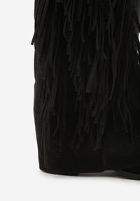 Renee - Czarne Botki Kowbojki na Słupku Ozdobione Frędzlami i Wywiniętą Cholewką Aedime. Okazja: na co dzień. Kolor: czarny. Szerokość cholewki: normalna. Wzór: aplikacja. Obcas: na słupku. Styl: casual #3