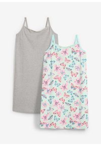 bonprix - Koszula nocna z miękką bawełną organiczną (2 szt.). Kolor: szary. Materiał: bawełna. Wzór: koronka #1