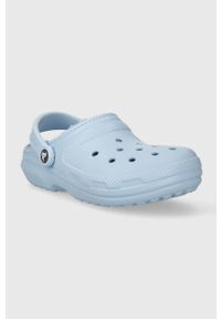 Crocs klapki Classic Lined Clog damskie kolor niebieski 203591. Nosek buta: okrągły. Kolor: niebieski. Materiał: materiał #3